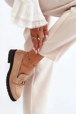 Clearance Boto Klasyczne Mokasyny Damskie Beżowe Fiviana