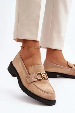 Clearance Boto Klasyczne Mokasyny Damskie Beżowe Fiviana