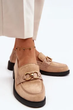 Clearance Boto Klasyczne Mokasyny Damskie Beżowe Fiviana