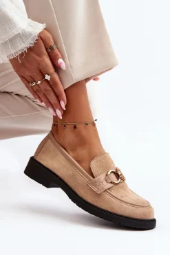 Clearance Boto Klasyczne Mokasyny Damskie Beżowe Fiviana