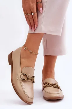 Loafersy Damskie|Mokasyny Damskie Skórzane>Boto Klasyczne Mokasyny Damskie Beżowe Lorien Beżowy