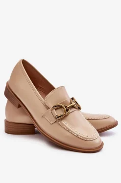 Loafersy Damskie|Mokasyny Damskie Skórzane>Boto Klasyczne Mokasyny Damskie Beżowe Lorien Beżowy