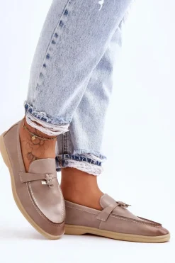 Outlet Klasyczne Mokasyny Damskie Szare Cortez Damskie Loafersy Damskie|Mokasyny Płaskie