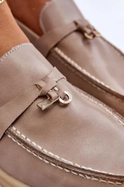 Outlet Klasyczne Mokasyny Damskie Szare Cortez Damskie Loafersy Damskie|Mokasyny Płaskie