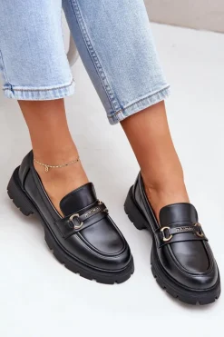 Hot Boto Klasyczne Mokasyny Damskie Z Eko Skóry Czarne Savethira