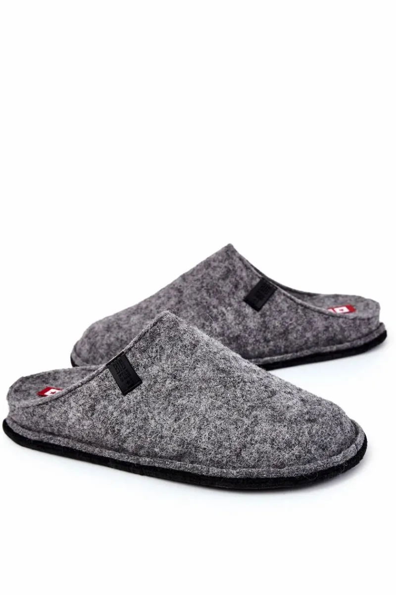 Papcie Męskie>Big Star Shoes Klasyczne Męskie Papcie Big Star KK176001 Szare Szary