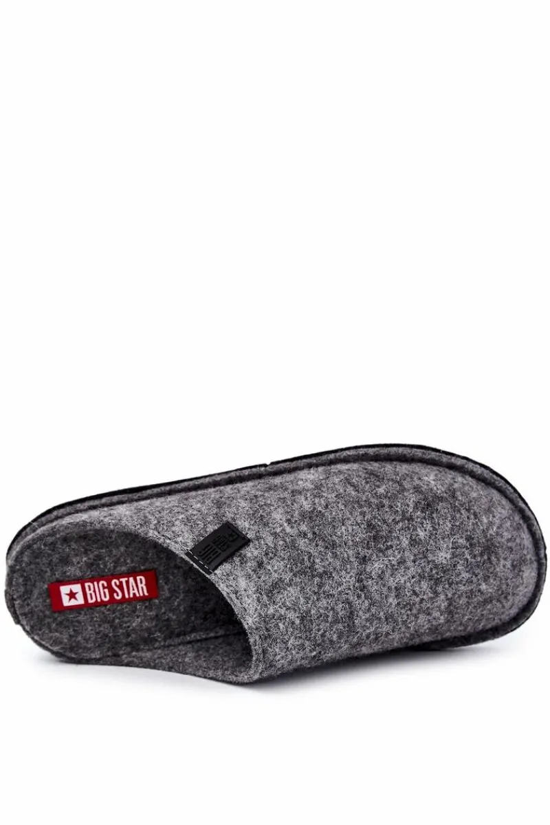 Papcie Męskie>Big Star Shoes Klasyczne Męskie Papcie Big Star KK176001 Szare Szary