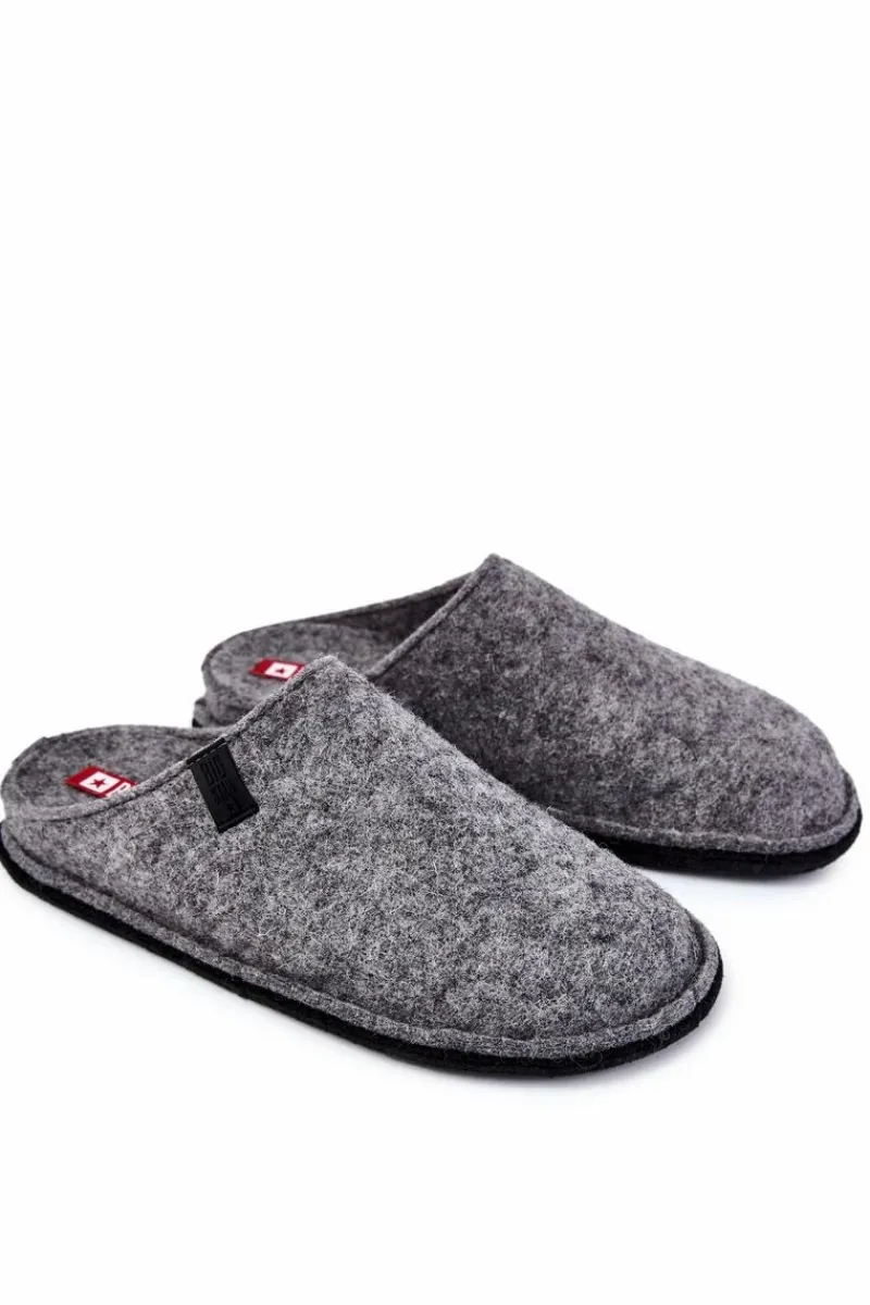 Papcie Męskie>Big Star Shoes Klasyczne Męskie Papcie Big Star KK176001 Szare Szary