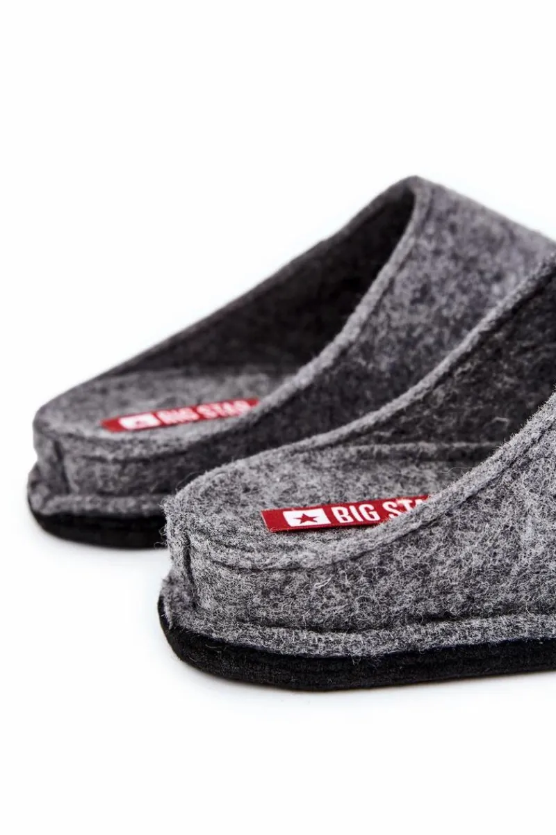 Papcie Męskie>Big Star Shoes Klasyczne Męskie Papcie Big Star KK176001 Szare Szary