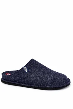 Clearance Big Star Shoes Klasyczne Męskie Papcie Big Star KK176004 Granatowe Niebieski