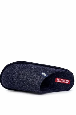 Clearance Big Star Shoes Klasyczne Męskie Papcie Big Star KK176004 Granatowe Niebieski