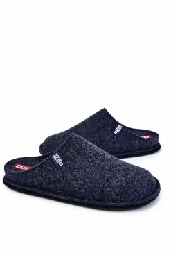 Clearance Big Star Shoes Klasyczne Męskie Papcie Big Star KK176004 Granatowe Niebieski