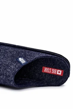 Clearance Big Star Shoes Klasyczne Męskie Papcie Big Star KK176004 Granatowe Niebieski