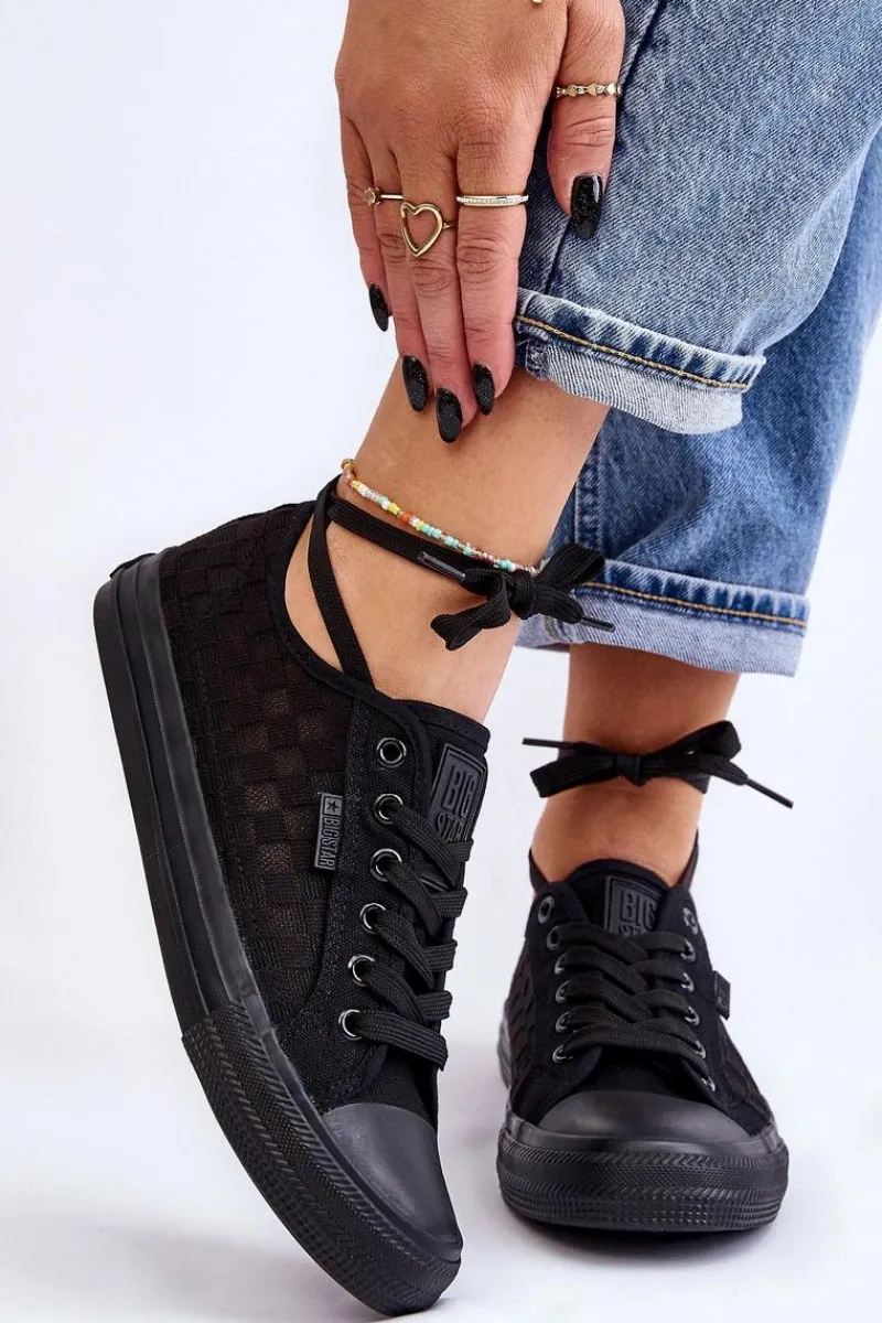 Sale Klasyczne Niskie Trampki Big Star LL274072 Czarne Damskie Trampki Damskie Big Star|Trampki Damskie Niskie