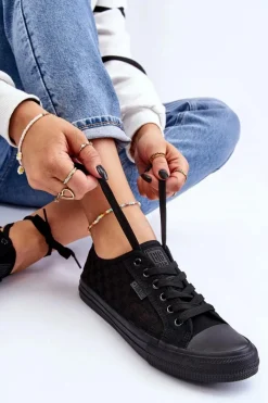 Sale Klasyczne Niskie Trampki Big Star LL274072 Czarne Damskie Trampki Damskie Big Star|Trampki Damskie Niskie