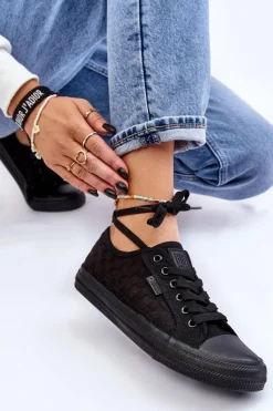 Sale Klasyczne Niskie Trampki Big Star LL274072 Czarne Damskie Trampki Damskie Big Star|Trampki Damskie Niskie