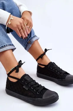 Sale Klasyczne Niskie Trampki Big Star LL274072 Czarne Damskie Trampki Damskie Big Star|Trampki Damskie Niskie