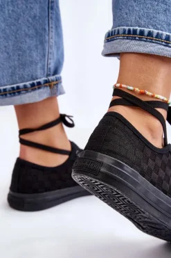 Sale Klasyczne Niskie Trampki Big Star LL274072 Czarne Damskie Trampki Damskie Big Star|Trampki Damskie Niskie