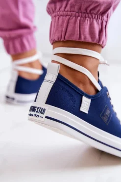 Best Klasyczne Niskie Trampki Big Star JJ274256 Granatowe Damskie Trampki Damskie Big Star|Trampki Damskie Niskie