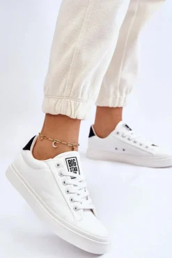Discount Klasyczne Niskie Trampki Big Star LL274091 Białe Damskie Trampki Damskie Big Star|Trampki Damskie Niskie