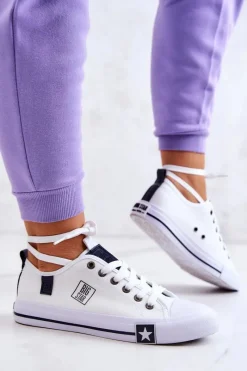 Outlet Klasyczne Niskie Trampki Big Star JJ274255 Białe Damskie Trampki Damskie Big Star|Big Star