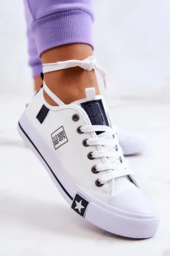 Outlet Klasyczne Niskie Trampki Big Star JJ274255 Białe Damskie Trampki Damskie Big Star|Big Star