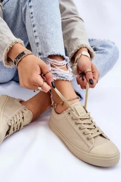 Clearance Big Star Shoes Klasyczne Niskie Trampki Big Star LL274094 Beżowe