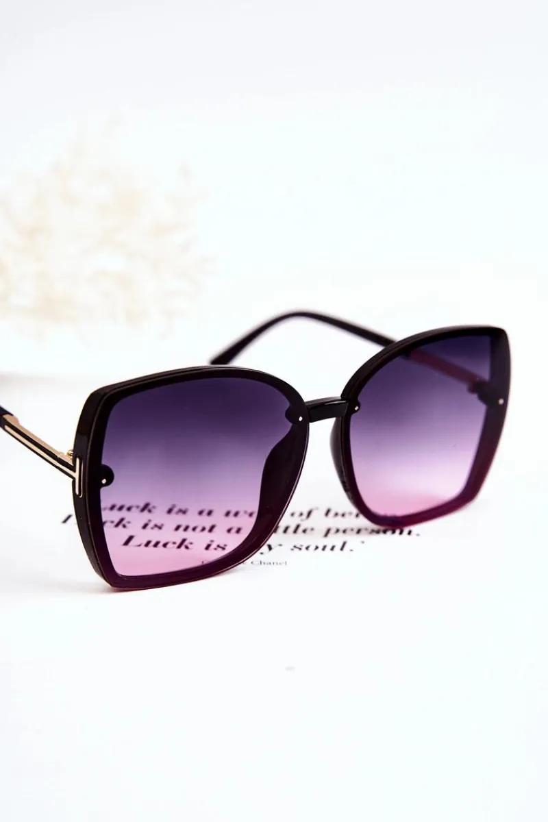 Okulary>Boto Klasyczne Okulary Przeciwsłoneczne V160023 Czarno-Różowe