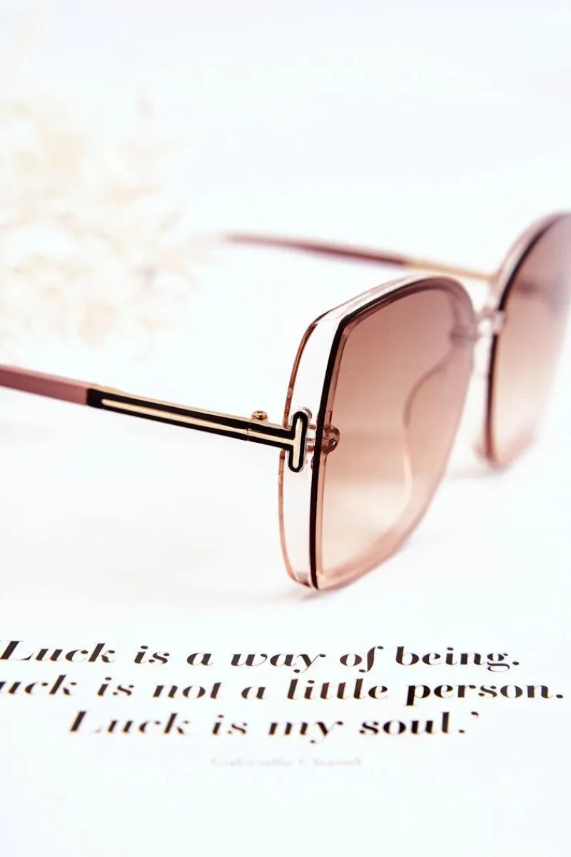 New Boto Klasyczne Okulary Przeciwsłoneczne V160023 Brązowo-Różowe