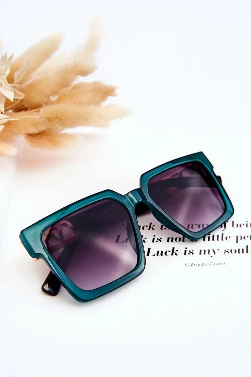 Discount Klasyczne Okulary Przeciwsłoneczne V110063 Zielono-Czarne Okulary