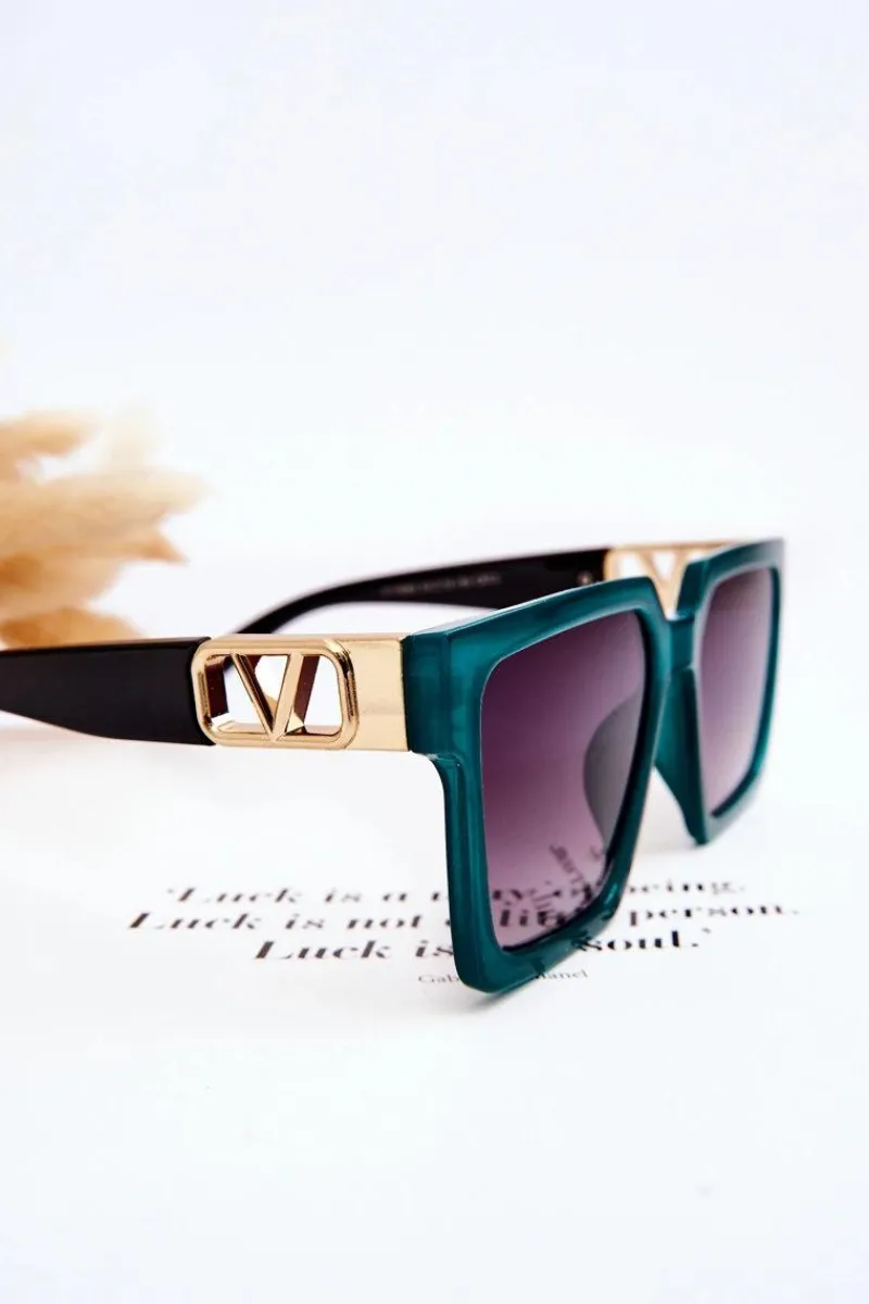 Discount Klasyczne Okulary Przeciwsłoneczne V110063 Zielono-Czarne Okulary