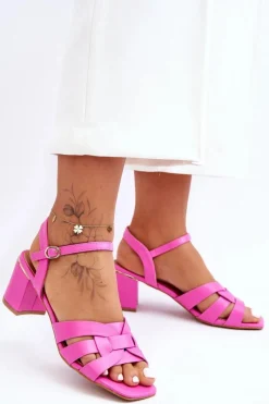 Sale Boto Klasyczne Sandałki Na Obcasie Różowe Misty