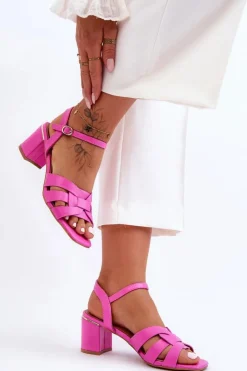 Sale Boto Klasyczne Sandałki Na Obcasie Różowe Misty