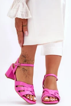 Sale Boto Klasyczne Sandałki Na Obcasie Różowe Misty