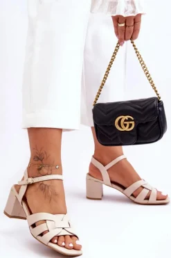 Sale Klasyczne Sandałki Na Obcasie Beżowe Misty Damskie Sandały Na Obcasie