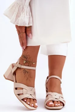 Sale Klasyczne Sandałki Na Obcasie Beżowe Misty Damskie Sandały Na Obcasie