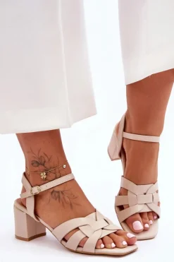 Sale Klasyczne Sandałki Na Obcasie Beżowe Misty Damskie Sandały Na Obcasie