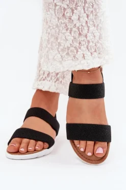 Sandały Płaskie>Boto Klasyczne Sandały Damskie Wsuwane Czarne Felira