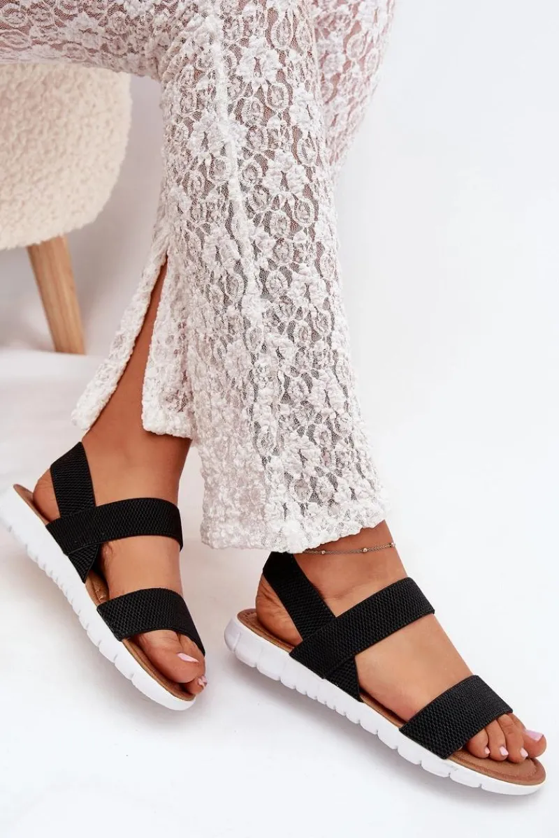 Sandały Płaskie>Boto Klasyczne Sandały Damskie Wsuwane Czarne Felira