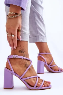 Sandały Na Słupku|Sandały Na Obcasie></noscript>Boto Klasyczne Sandały Na Obcasie Fioletowe Lucetta