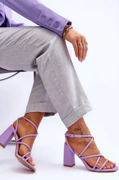 Sandały Na Słupku|Sandały Na Obcasie></noscript>Boto Klasyczne Sandały Na Obcasie Fioletowe Lucetta