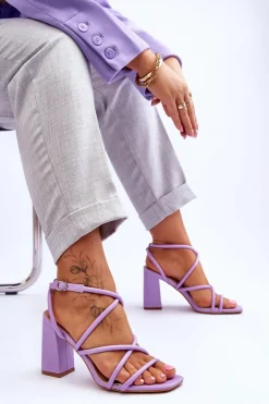 Sandały Na Słupku|Sandały Na Obcasie></noscript>Boto Klasyczne Sandały Na Obcasie Fioletowe Lucetta