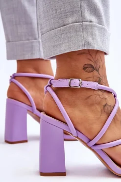 Sandały Na Słupku|Sandały Na Obcasie></noscript>Boto Klasyczne Sandały Na Obcasie Fioletowe Lucetta