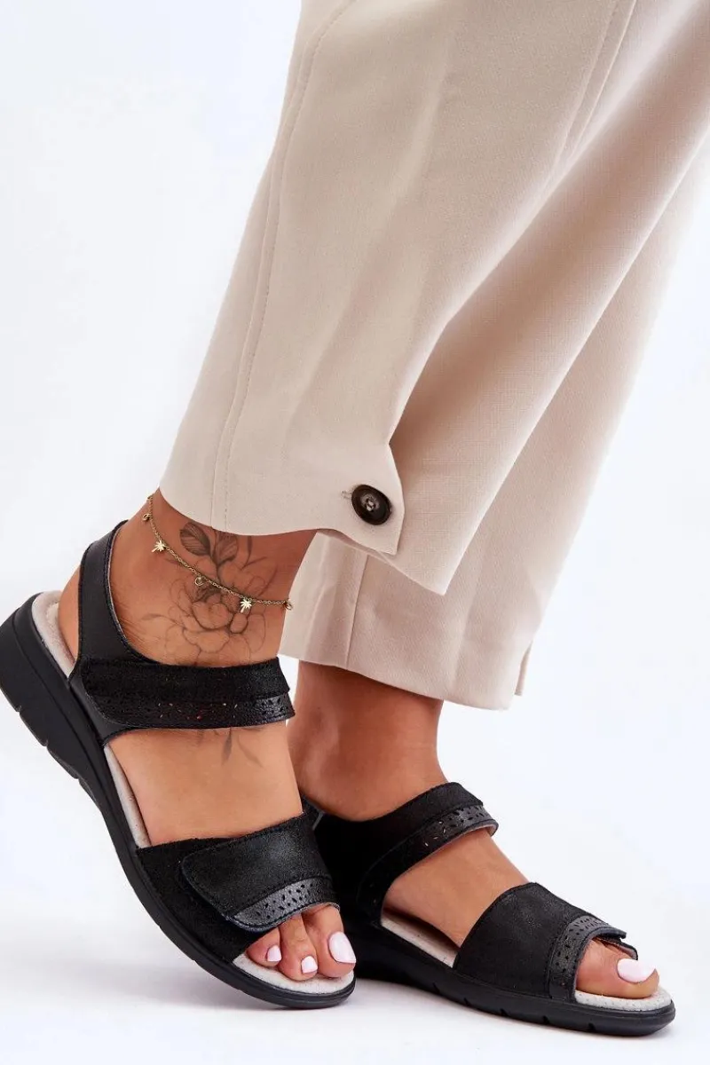 Online Damskie buty S.Barski Klasyczne Sandały Na Rzep S.Barski 97575 Czarne