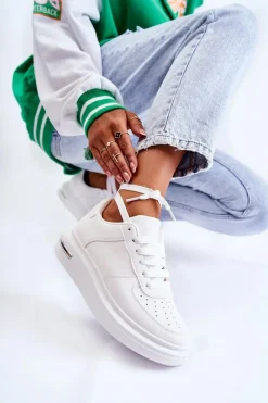 Sneakersy Damskie>Boto Klasyczne Skórzane Buty Sportowe Białe Jennys