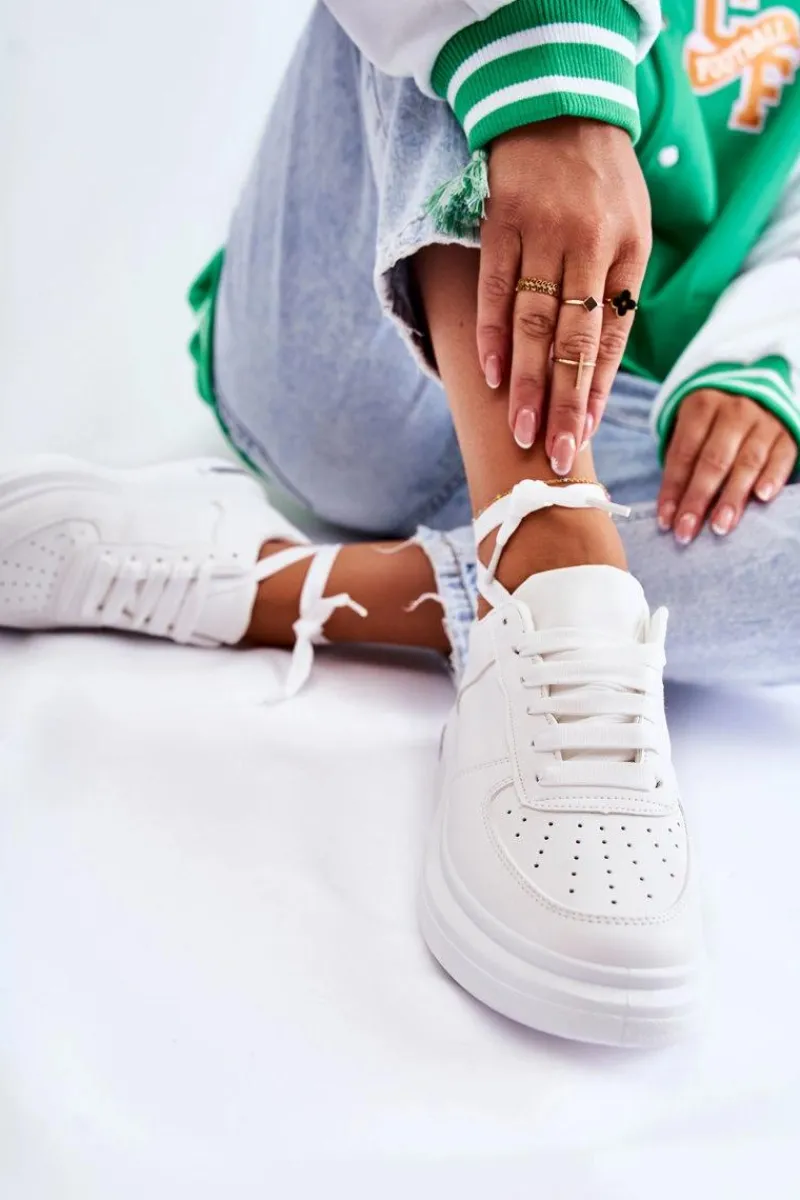 Sneakersy Damskie>Boto Klasyczne Skórzane Buty Sportowe Białe Jennys