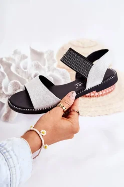 Online Klasyczne Skórzane Sandały Z Ćwiekami Srebrne Shelly Damskie Dziewczęce|Sandały Płaskie