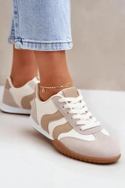 Clearance Boto Klasyczne Sneakersy Damskie Z Eko Skóry Beżowe Maretina Beżowy