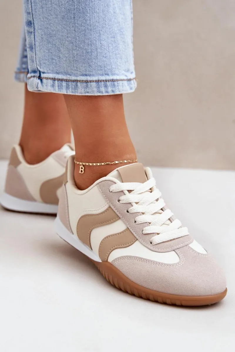 Clearance Boto Klasyczne Sneakersy Damskie Z Eko Skóry Beżowe Maretina Beżowy