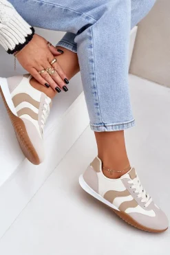 Clearance Boto Klasyczne Sneakersy Damskie Z Eko Skóry Beżowe Maretina Beżowy